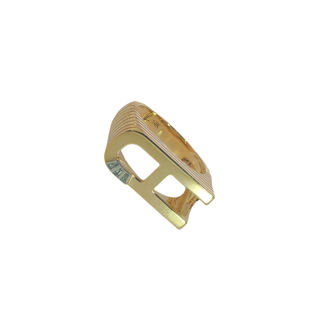 Grandsize "A" Initial Ring With Baguette Diamonds - Size 7