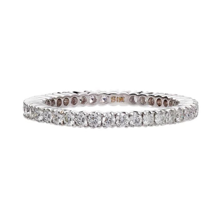 18K White Gold Diamond Eternity Band - Size 6.5