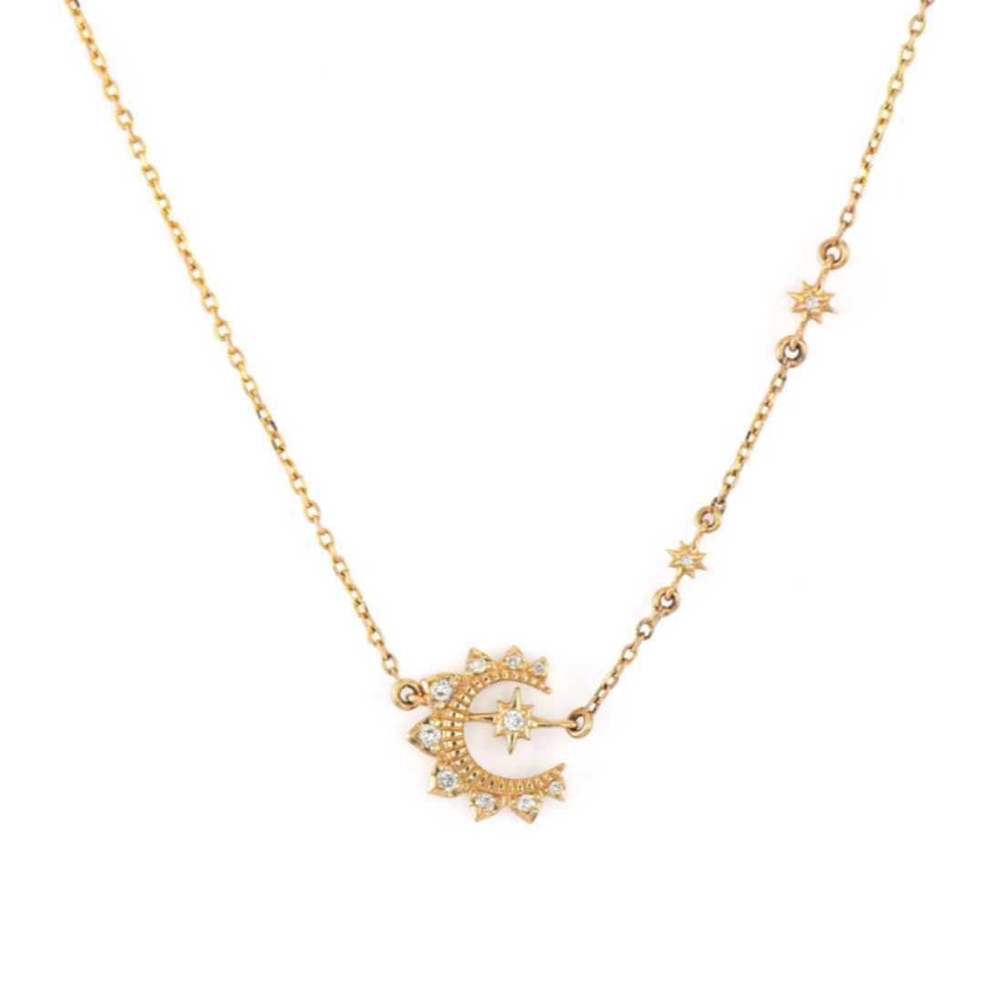 14K Yellow Gold Wish On A Star Necklace - 18"