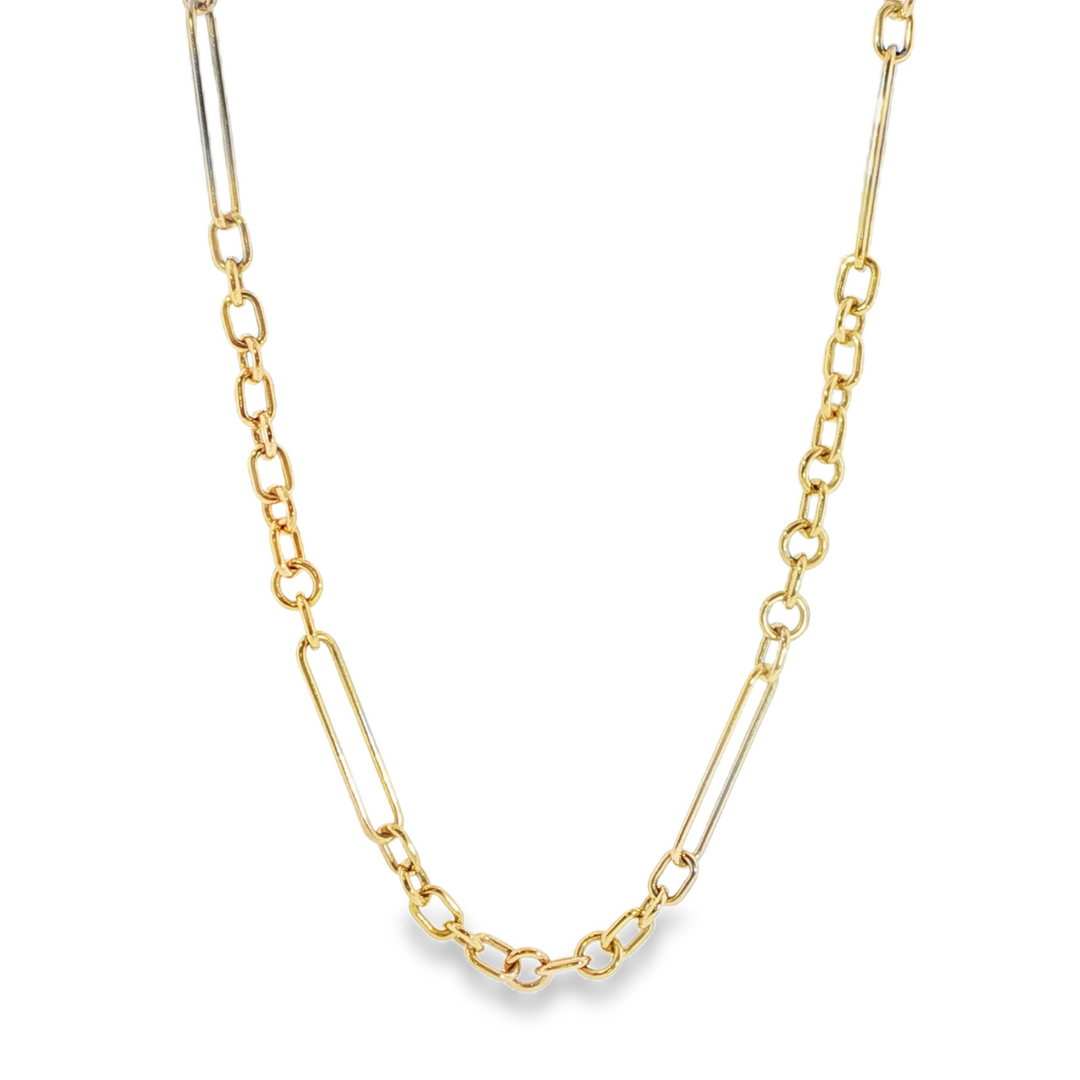 14K Yellow Gold Paperclip Link Necklace - 18"