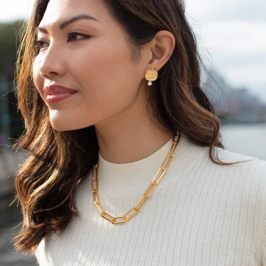 Gold Guardian Angel Stud Earrings