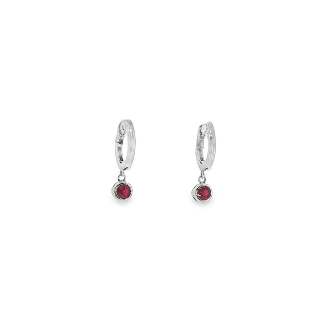 Ruby Drop Huggie Earrings