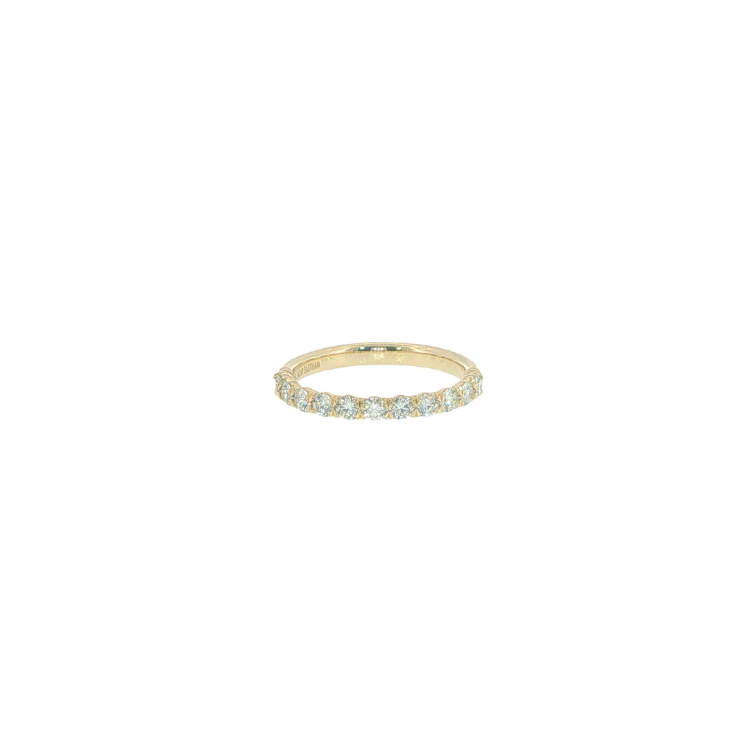 18K Yellow Gold Silk Prong Half Eternity Band - Size 6
