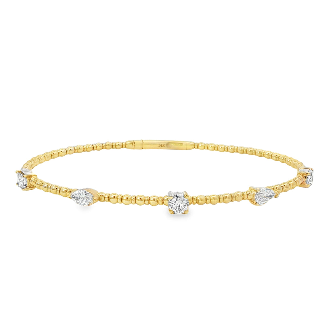Fancy Shape Diamond Station Flexible Bracelet
