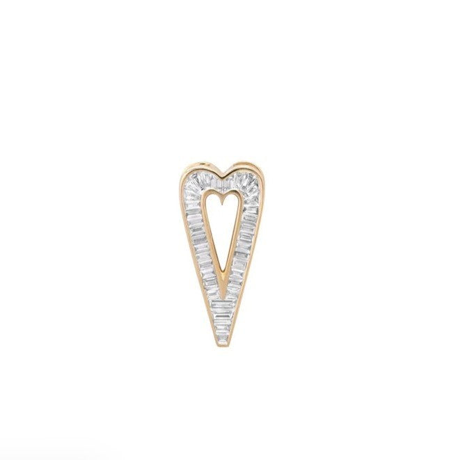 14K Yellow Gold Slide On Grandsize Diamond Encrusted Heart Pendant