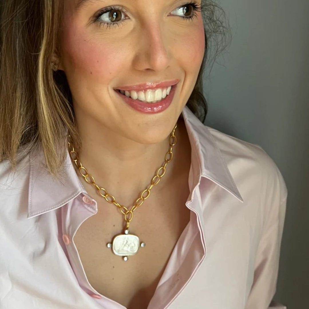 Peony Pink Mithra Intaglio Necklace