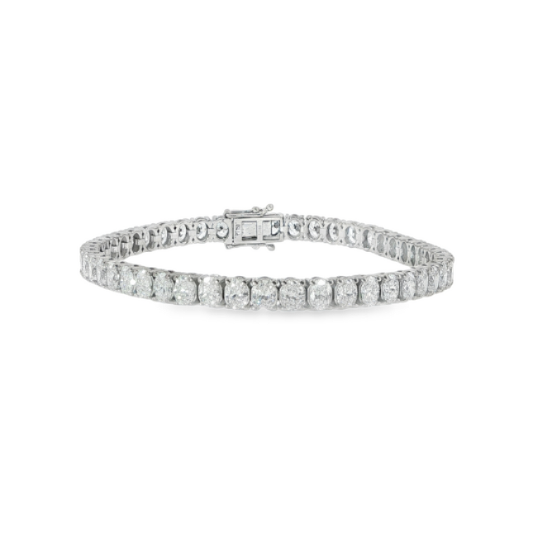 Platinum Oval Diamond Tennis Bracelet Weighing 9.36cts - 7"