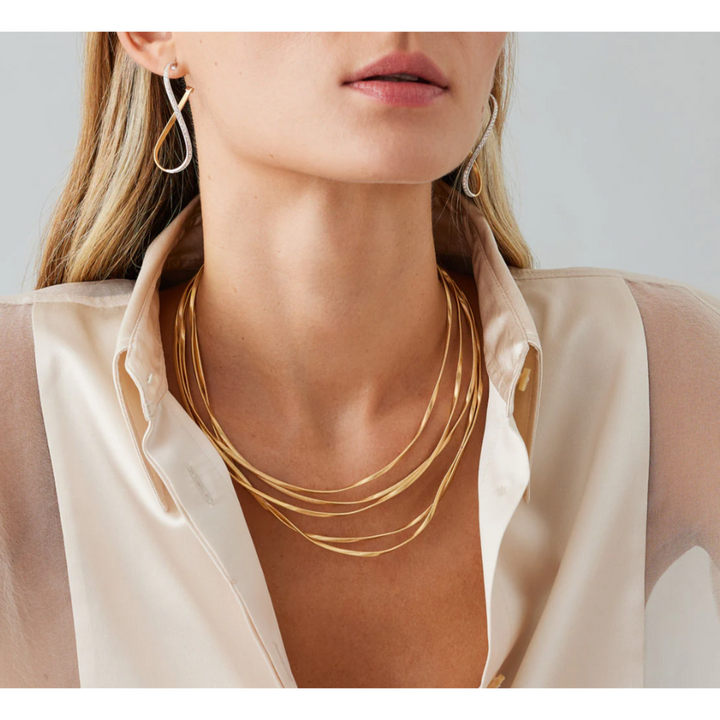 18K Gold 5 Strand Twisted Coil Necklace