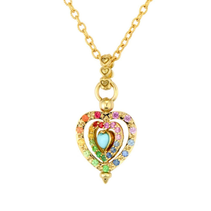 Medium Spinning Heart Rainbow Pendant