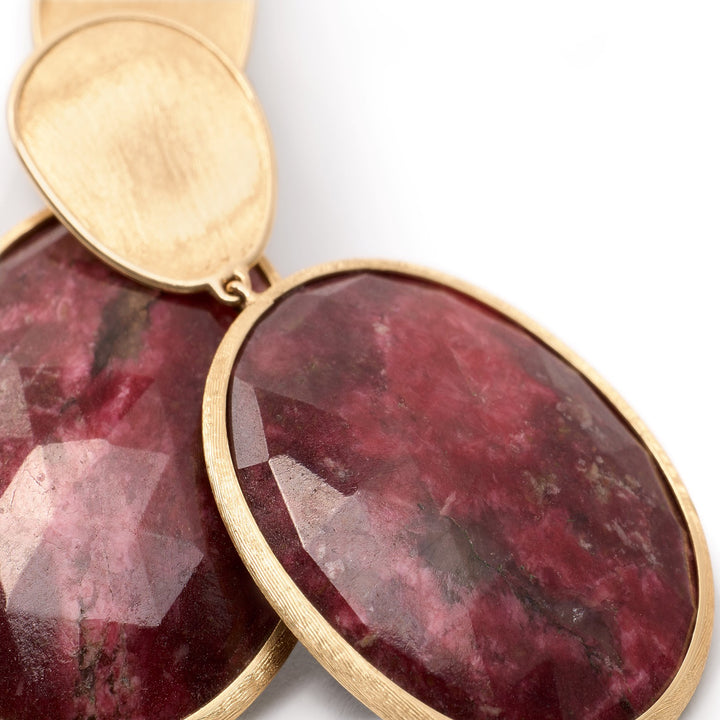 18K Gold Red Thulite Earrings