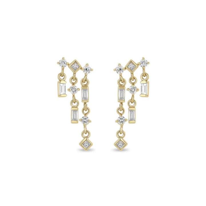 Mixed Cut Diamond Waterfall Earrings