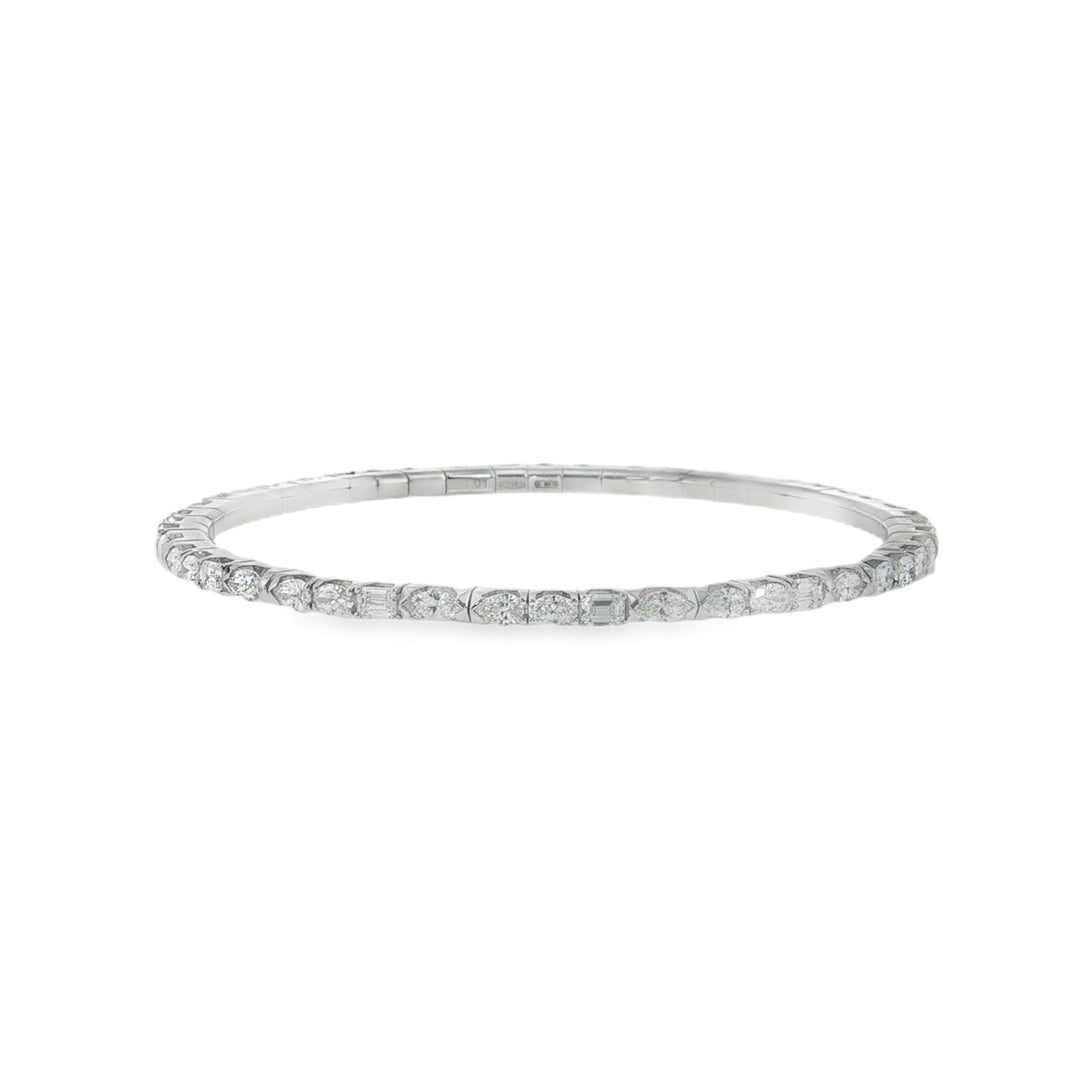 18K White Gold Stretch Bracelet With Fancy Shaped Diamonds