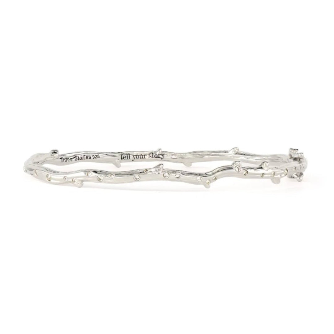 Sterling Silver Narrow Tree Of Life Branch Bangle - 6.5"
