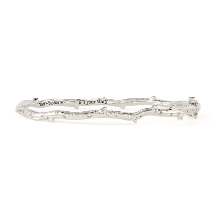 Sterling Silver Narrow Tree Of Life Branch Bangle - 6.5"
