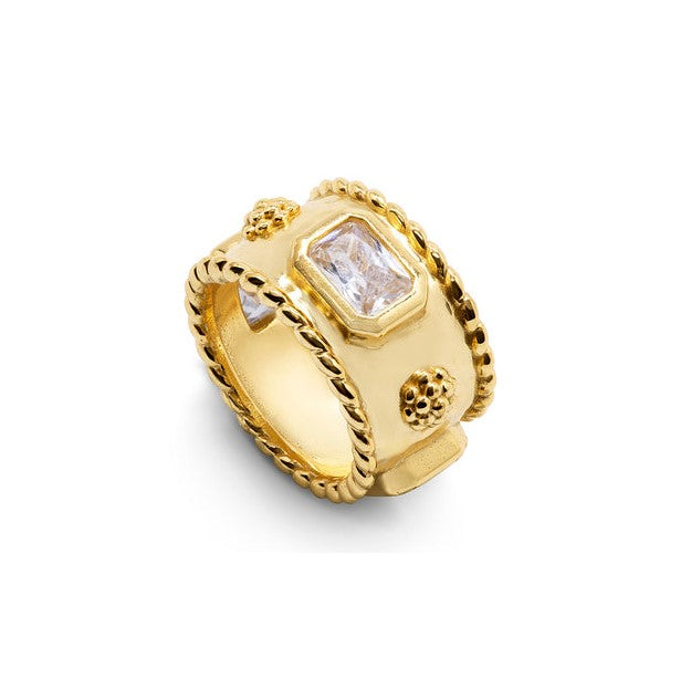 Berry Band Ring With Cubic Zirconia - Size 7