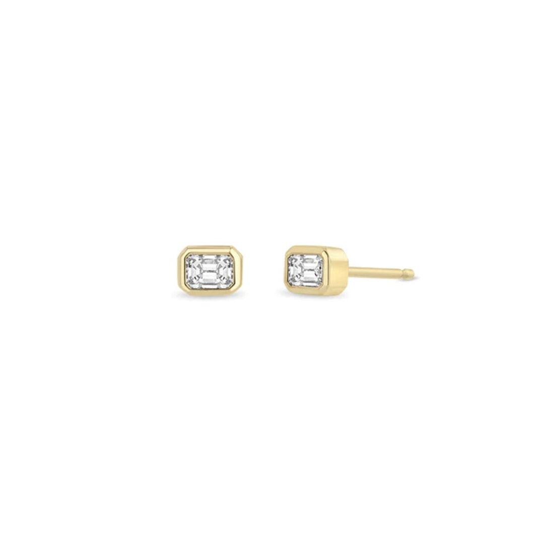 14K Yellow 0.46ct Emerald Cut Studs