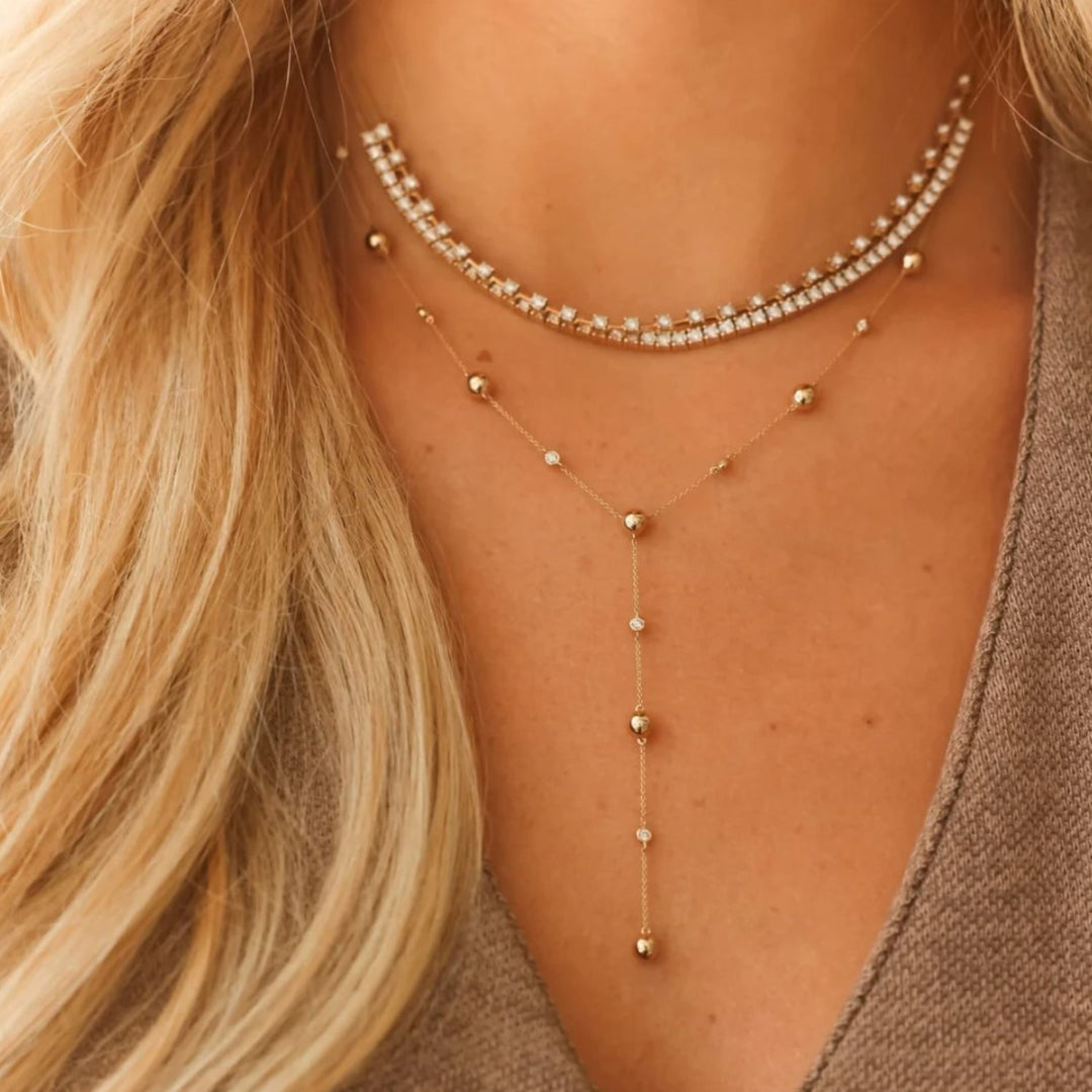 Poppy Rae Pebble Lariat Necklace - 18"