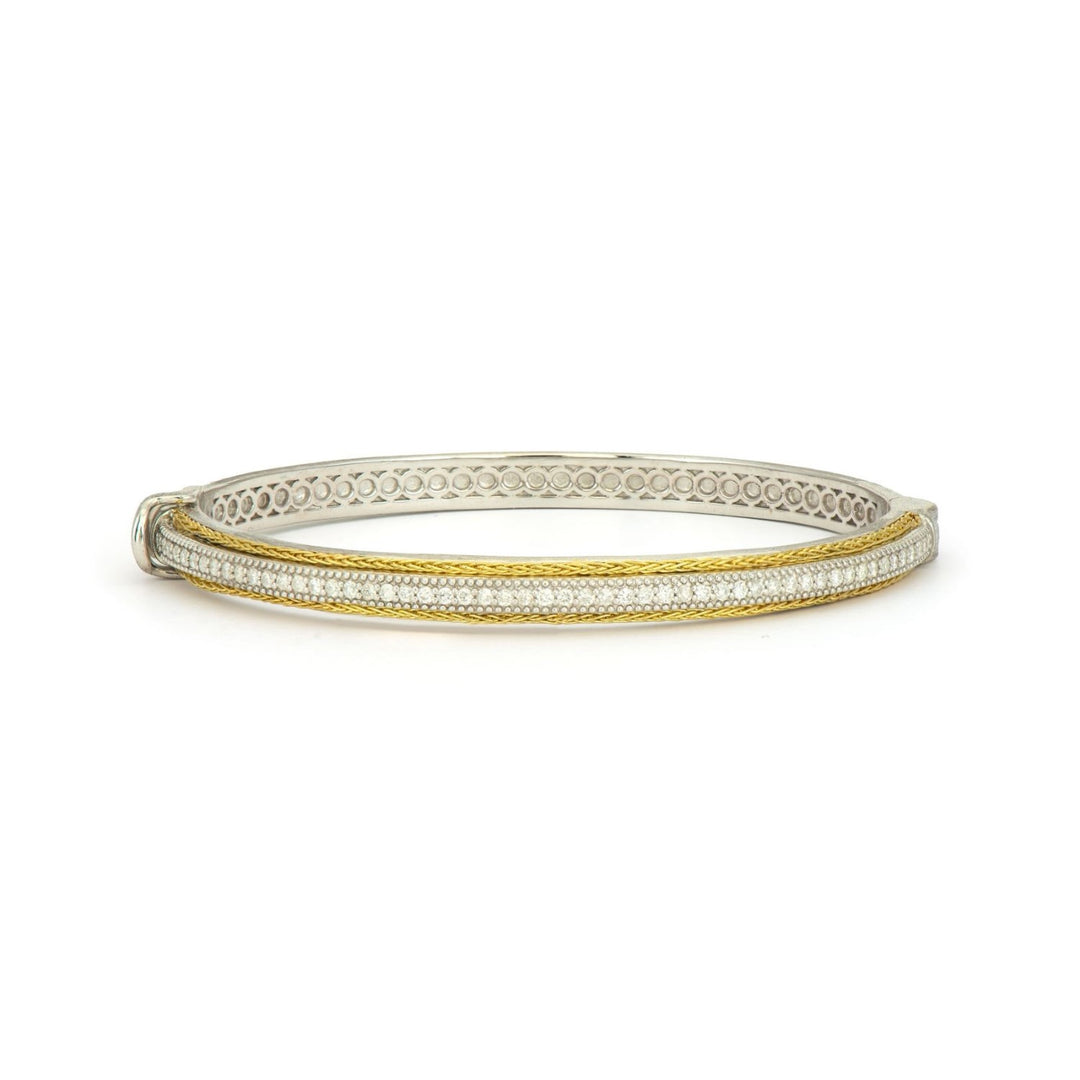 Mixed Metal Pave Woven Rope Bangle