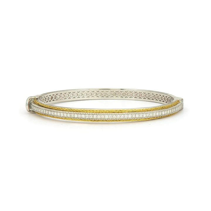 Mixed Metal Pave Woven Rope Bangle