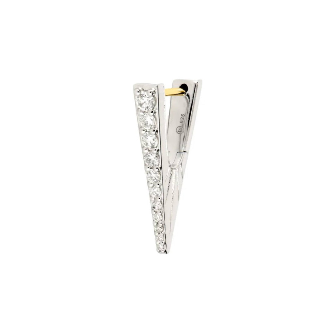 Sterling Silver Small Diamond V Hoop - Single