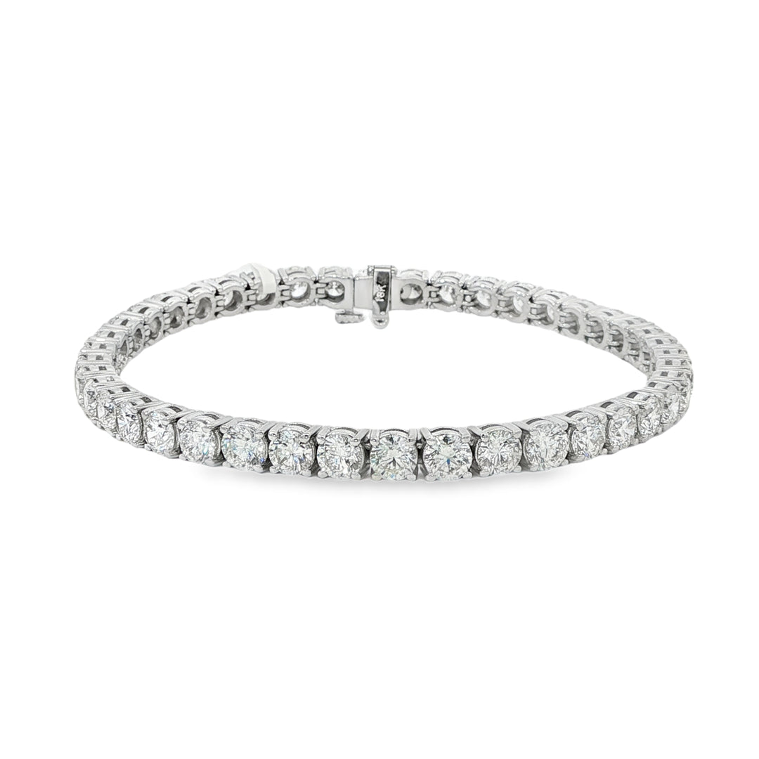 18K White Gold Diamond Tennis Bracelet Weighing 10.34cts