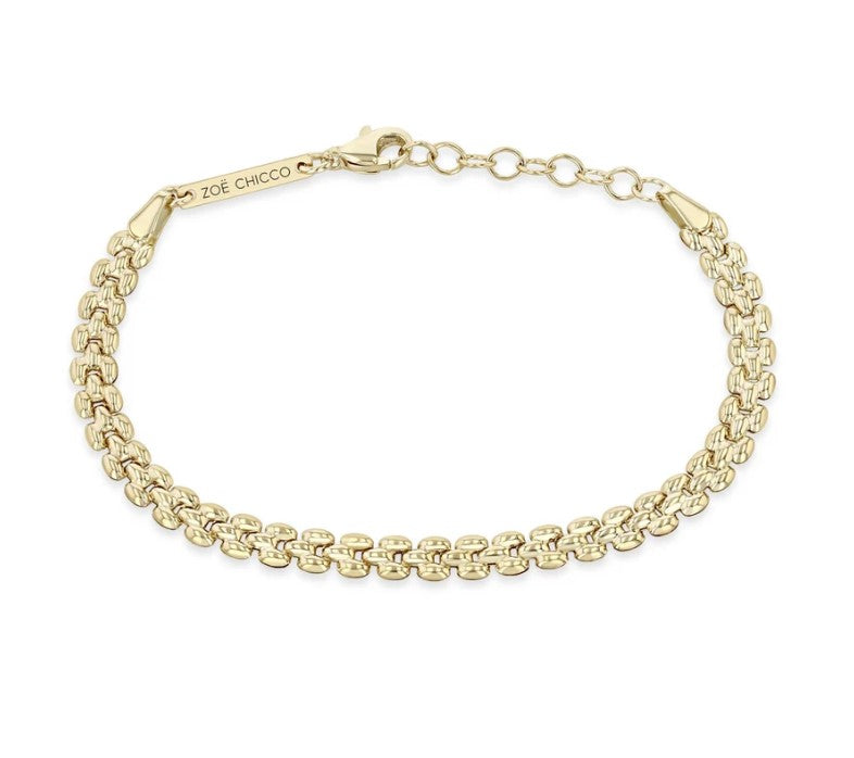 14K Yellow Gold Small Panther Chain Bracelet - 7"
