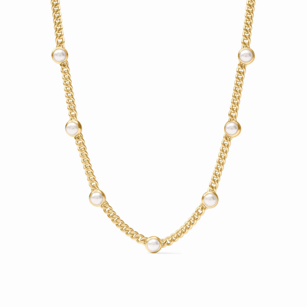 Dolce Delicate Necklace With Pearl Stations - 17.5"