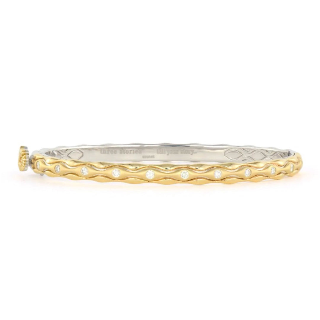 Two Tone Wise Old Owl Bangle - 6.5"