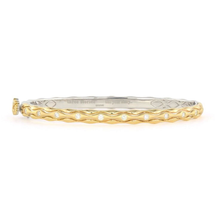Two Tone Wise Old Owl Bangle - 6.5"