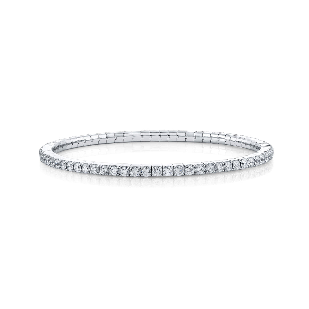 Sterling Silver Stretch Bracelet With White Topaz - 6.5"