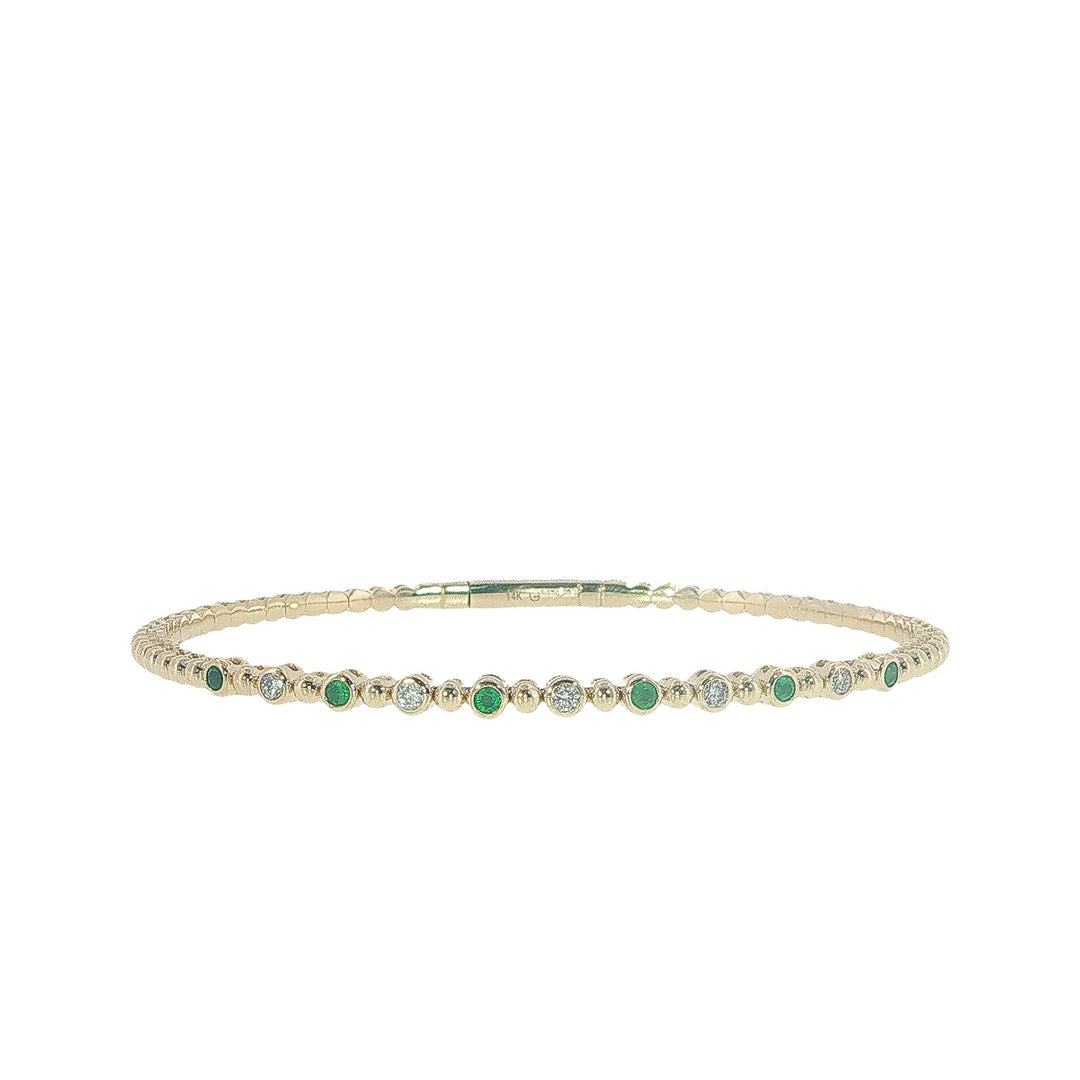 Gold Ball And Emerald Flexy Bracelet
