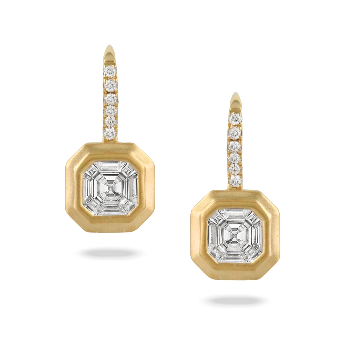 Doves 18KT Yellow Gold Mosaic Set Diamond Earrings