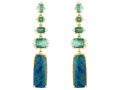 Gold Drop Earrings With Opal, Emerald And Diamond