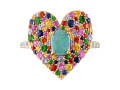 Opal And Sapphire Heart Ring