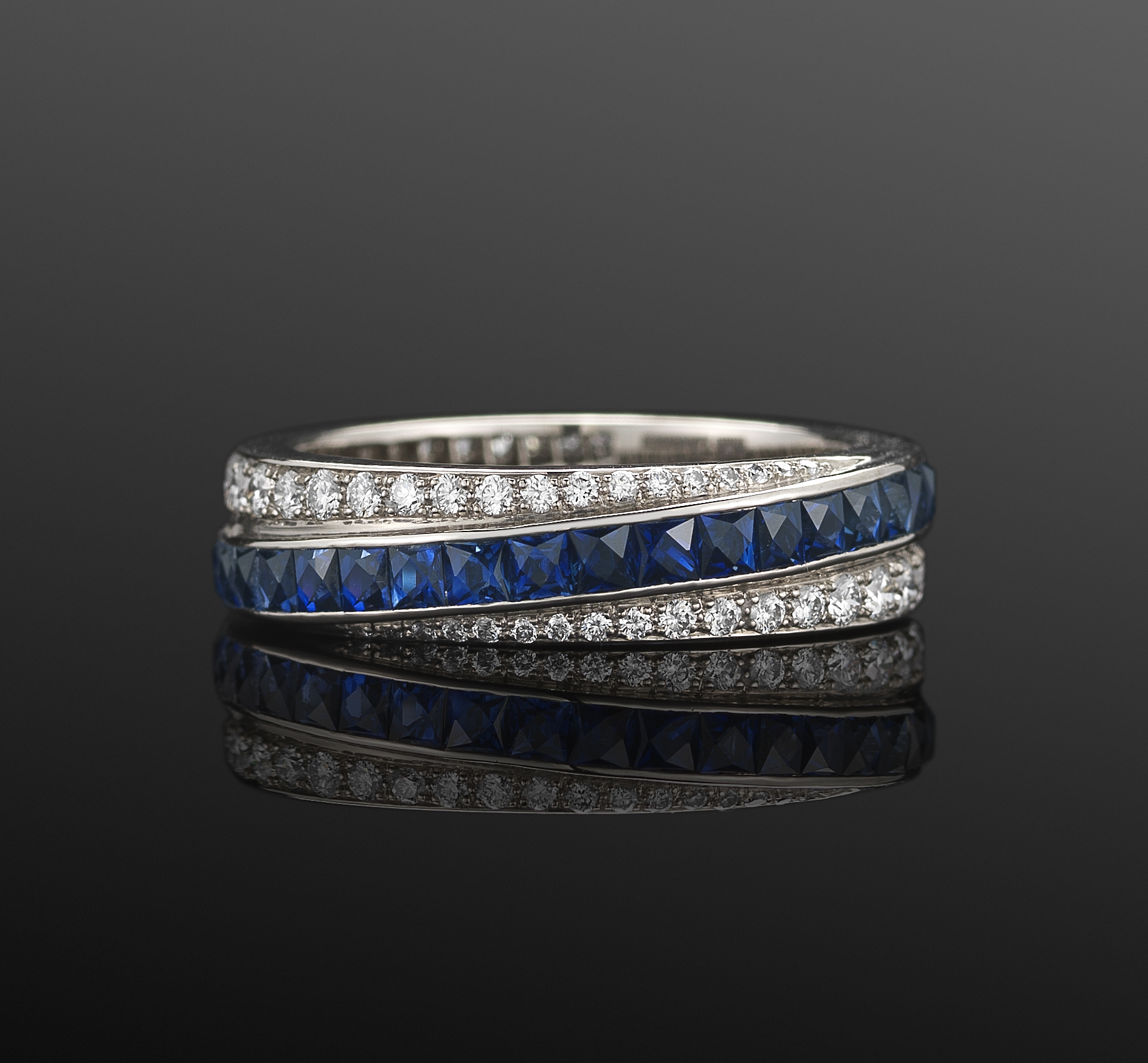 Fred Leighton Sapphire and Diamond Striped Ring