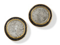 Ancient Venus Coin Earrings with Black Diamonds