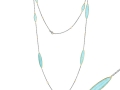 Lika Behar 24KT Gold and Oxidized Sterling Silver "Kara" Necklace with Marquise Kingman Turquoise on an Oxidized Sterling Silver Adjsutable Chain 36"-38"