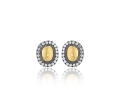 Lika Behar 24KT Gold and Oxidized Sterling Silver Small "Reflections" Hammered Gold Dome and Diamond Stud Earrings with 18KT Gold Posts, 0.39cts