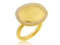 Lika Behar 24KT Hammered Gold "Reflections" Rings with Diamonds, 0.42cts