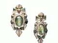 Nak Armstong One-of-a-Kind Sapphire, Green/Blue Tourmaline, White Sapphire, Labradorite, Aquamarine and Pave White Diamond Earrings set in Recycled 18KT Rose Gold