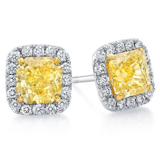 Norman Silverman Yellow Diamond Stud Earrings