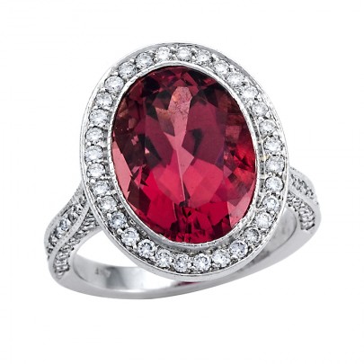 Rudolf Friedmann Pink Tourmaline and Diamond Ring